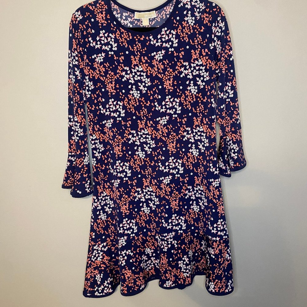 Michael Kors Navy Floral Dress, Women Size Medium